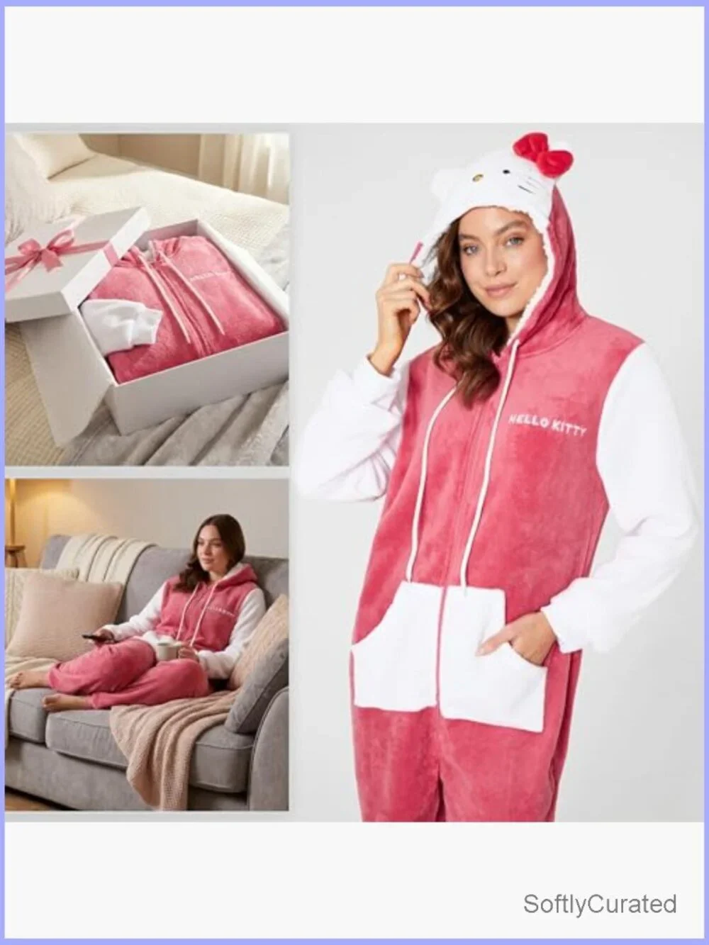 Fleece onesie pajamas women kawaii loungewear hooded jumpsuit